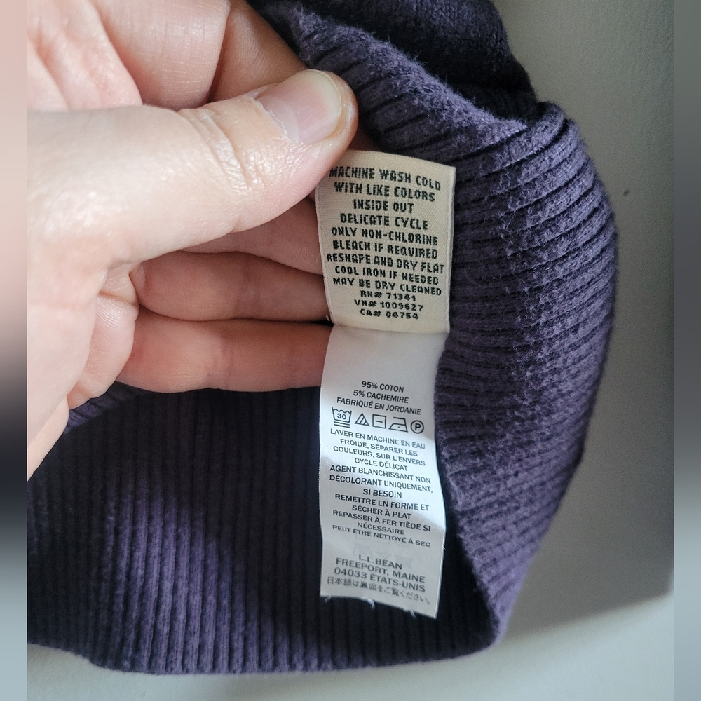 L.L. Bean Plum Purple Cotton/Cashmere Turtleneck Sweater Womens Medium - Picture 7 of 7